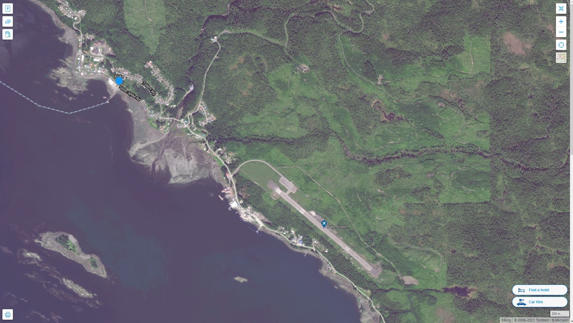 Kake Alaska Highway and Road Map with Satellite View